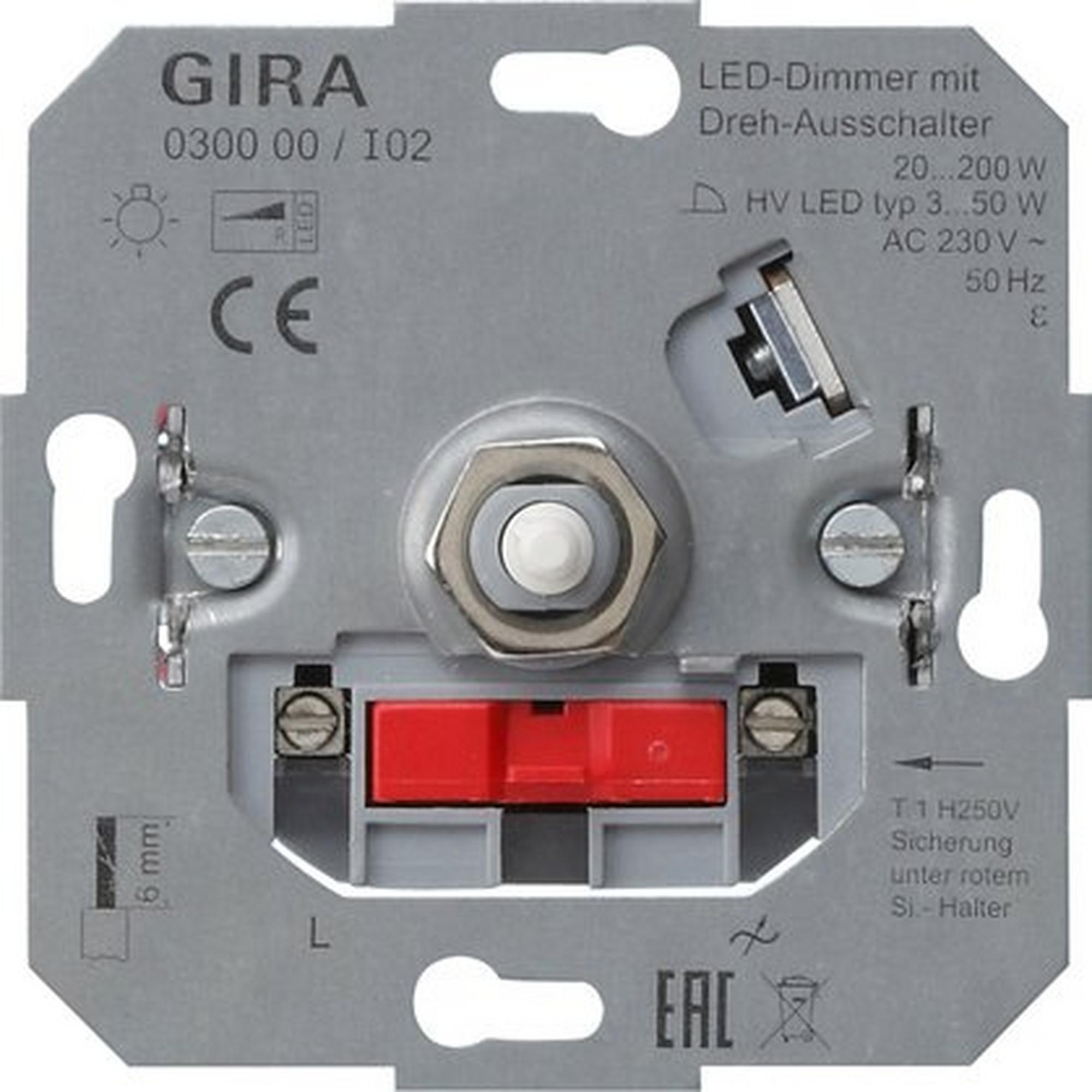 Gira 030000, LED-Dimmeins. 20 - 200 W Dreh-Aus Einsatz
