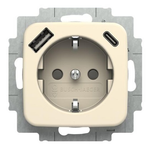 Busch-Jaeger SCHUKO® USB-Steckdosen-Einsatz Safety+ mit USB A/C weiß - Busch-Duro 2000® SI