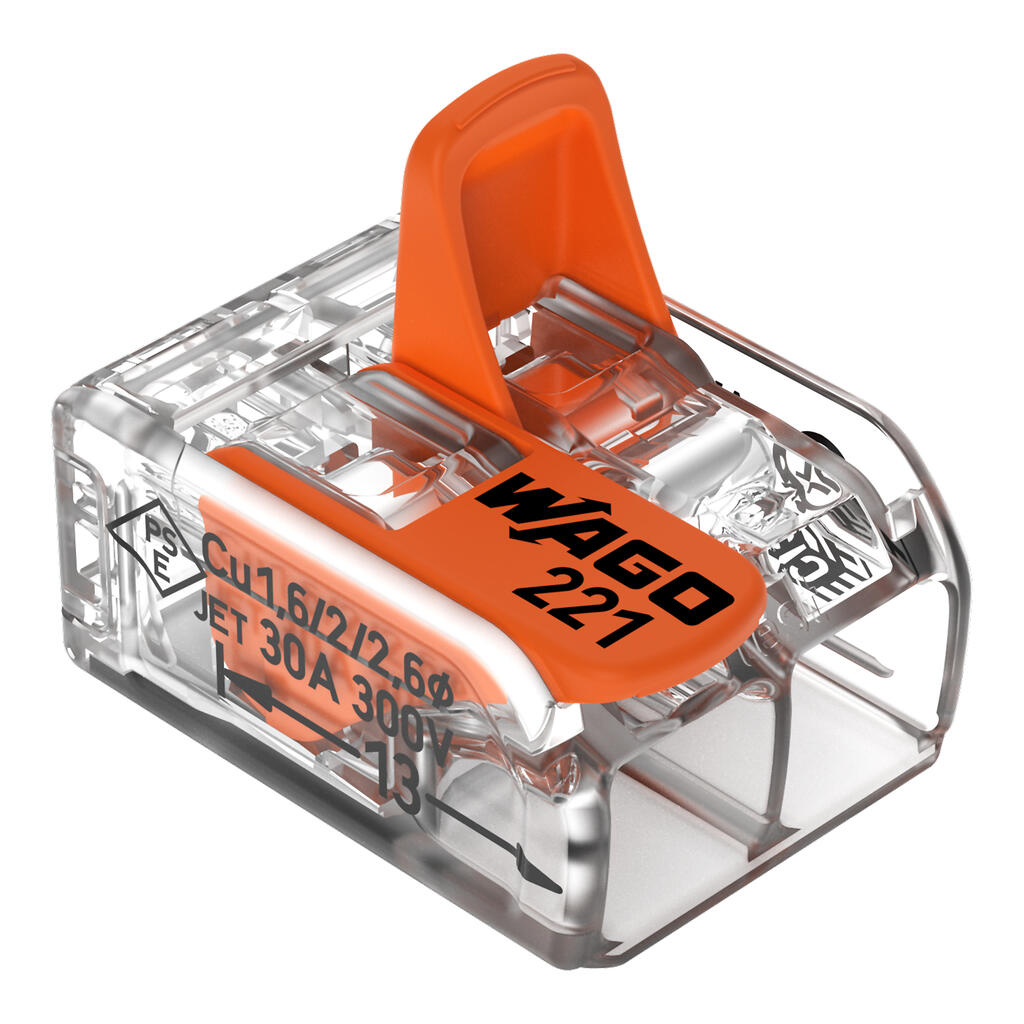 WAGO 221-612 Verbindungsklemme mit Hebeln, 2-Leiter, max. 6 mm²