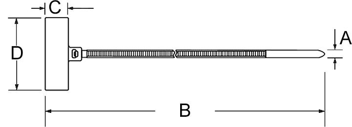 Kabelbinder mit Beschriftungsfeld – Maßzeichnung