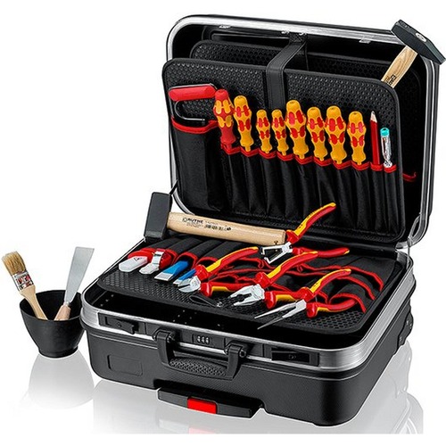 Knipex Werkzeugkoffer BIG Basic Move Elektro ABS-Koffer 24-tlg., Farbe schwarz, mit Trolley 515 x 430 x 280 mm (außen)
