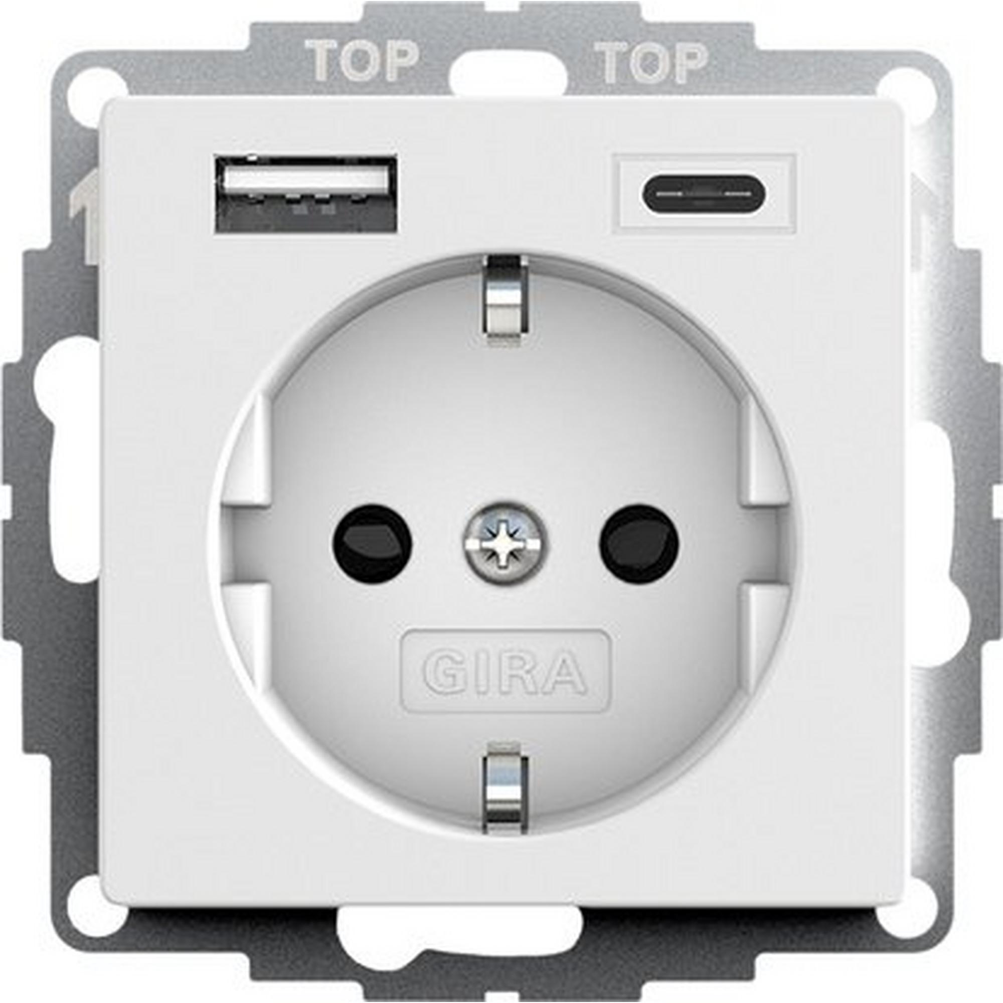 Gira 245927, SCHUKO SP USB-Spannungsvers. 2f Typ A/C System 55 Reinweiß m