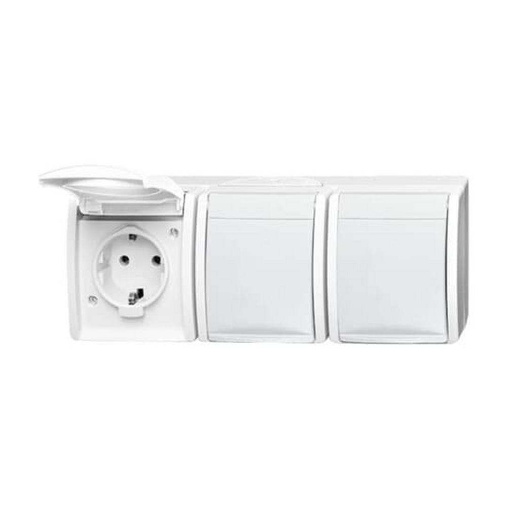 Busch-Jaeger 2300/3 EW-54, SCHUKO® Dreifachsteckdose mit Klappdeckel 16 A alpinweiß - ocean®