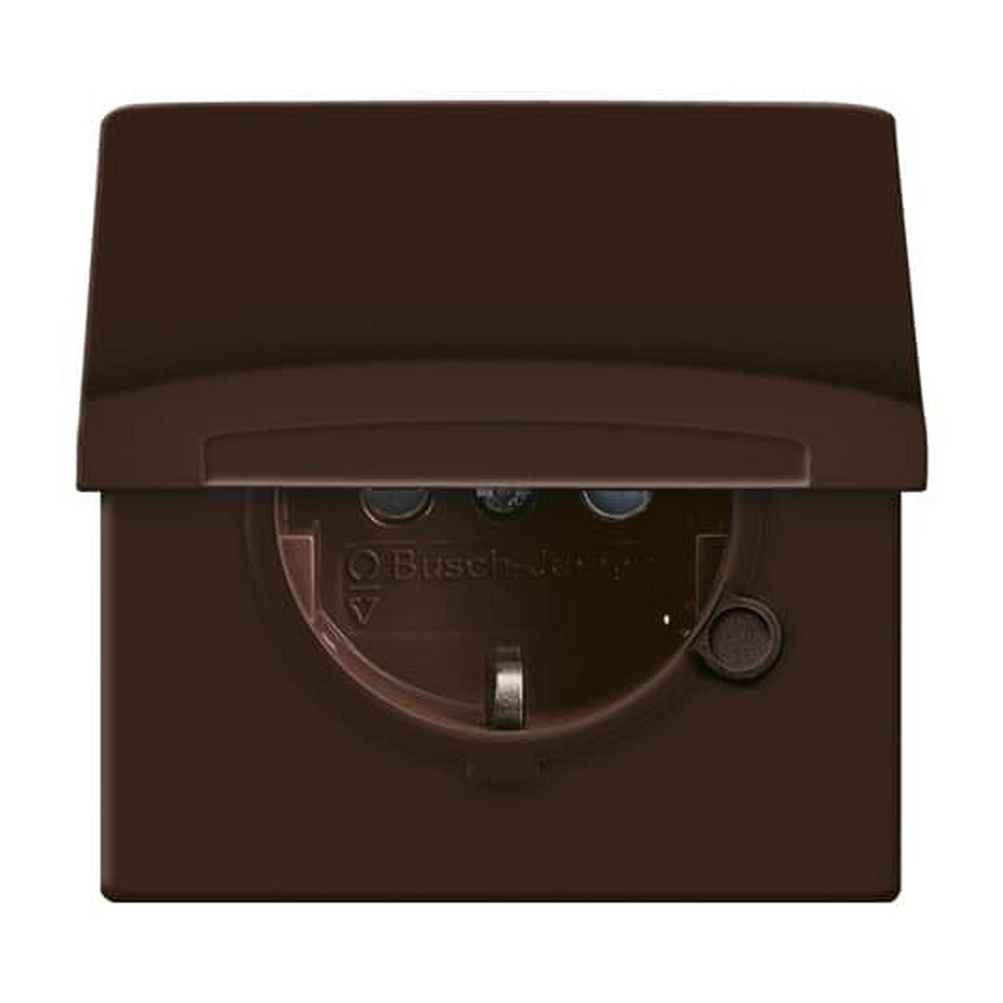 Busch-Jaeger 20 EUGKB-31-101, SCHUKO® Steckdosen-Einsatz Safety+ mit Klappdeckel braun - Allwetter 44® (IP44)