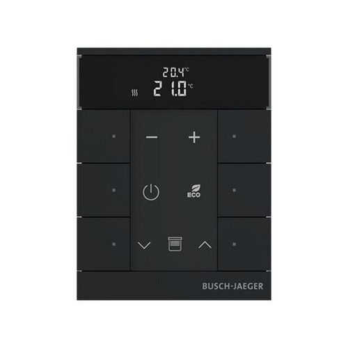 Busch-Jaeger Busch-Tenton®, RTR, 6-fach, schwarz matt, mit Display, für Busch-free@home®