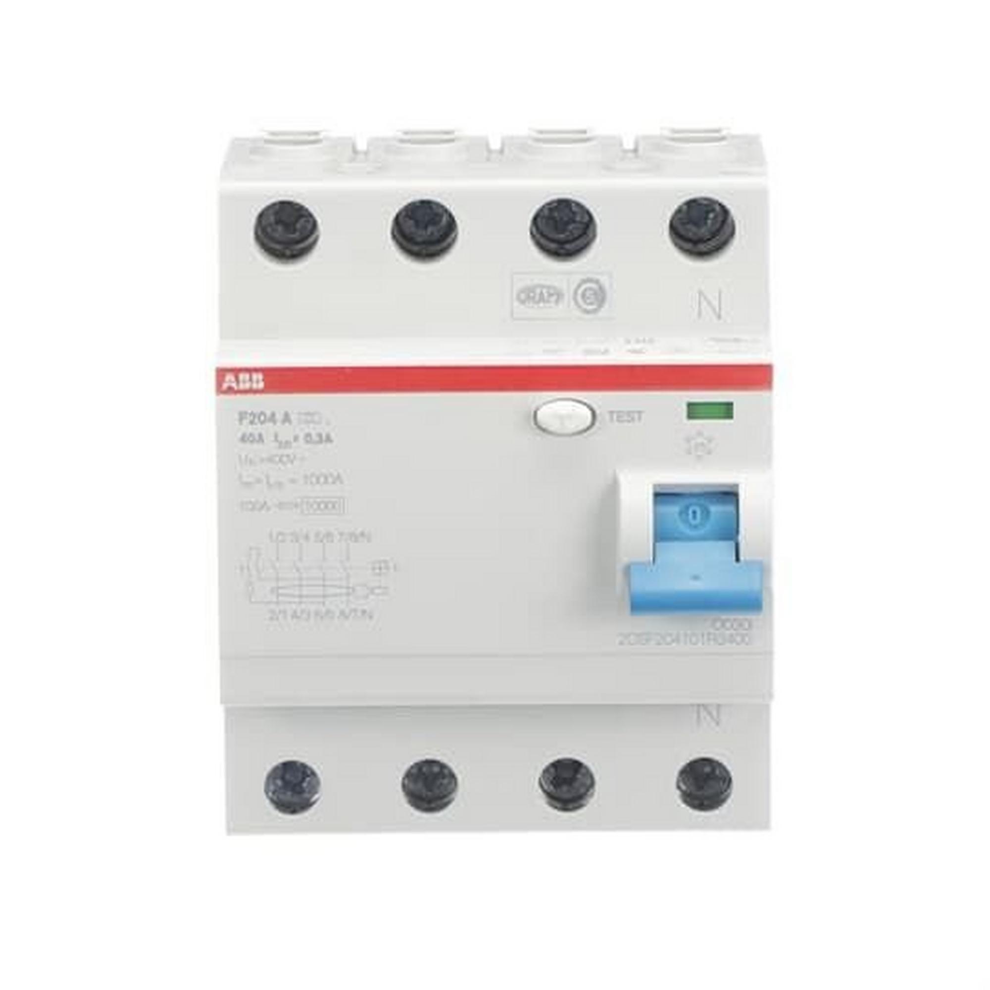 ABB F204 A-40/0.3, FI-Schutzschalter 4P, Typ A, 40A, 300mA