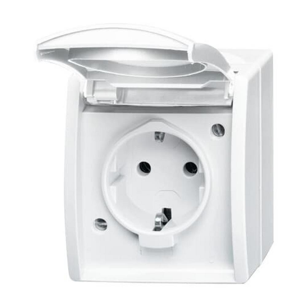 Busch-Jaeger 20 EWN-54, SCHUKO® Steckdose mit Klappdeckel 16 A alpinweiß - ocean®