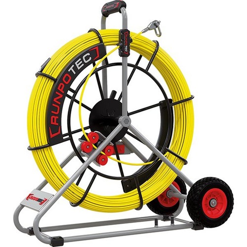 Runpotec GF9 Glasfaserstab Ø 9 mm fahrbar - Gewinde RTG Ø 12 mm, Kabeleinziehwerkzeug, Länge: 120 m, Gesamtbruchlast 460 kg, für Rohrdurchmesser 60-200mm
