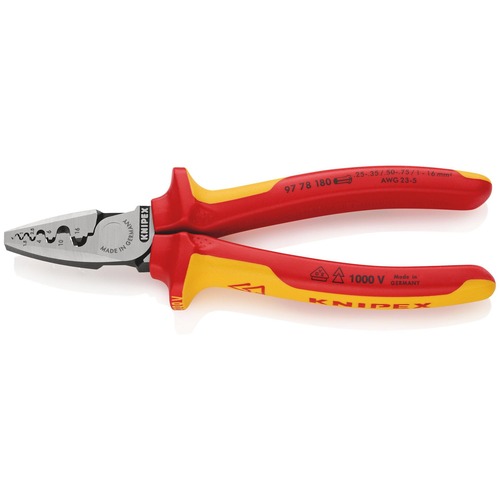 Knipex Aderendhülsen-Presszange VDE-geprüft nach DIN EN 60900, 1000 V 0,25 - 16 mm²