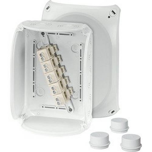 Hensel Kabelabzweigkasten 2,5-10 qmm 3phasig, 16 qmm 1phasig, 5pol. Klemme (62000013)