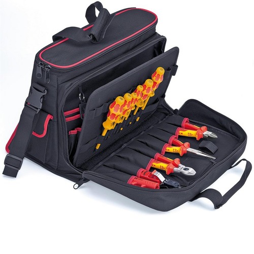 Knipex Werkzeugtasche Service Elektro Nylon-Tasche 11-tlg., Farbe schwarz 460 x 310 x 240 mm (außen)
