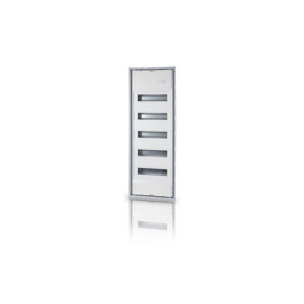 Newlec NUPV60BTM.01, UP-Verteiler, 5-reihig, 60+10 Module, mit Rahmen und Tür aus Metall, grau / weiß