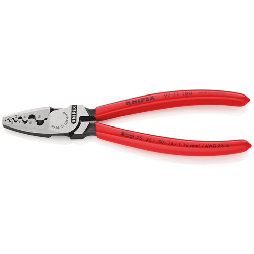 Knipex Aderendhülsen-Presszange, Griffe kunststoffüberzogen, 0,25 - 16 mm²